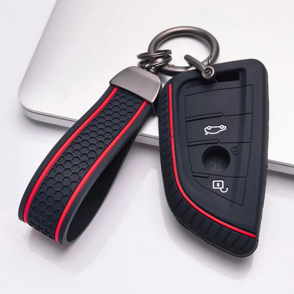 Silicone Key Case Cover for BMW F48 F46 F10 F20 F30 X1 X2 X3 X4 X5 X6 Z4 1 2 3 4 5 6 7 Serie 7 Wallet Remote Car Keychain Holder view 4