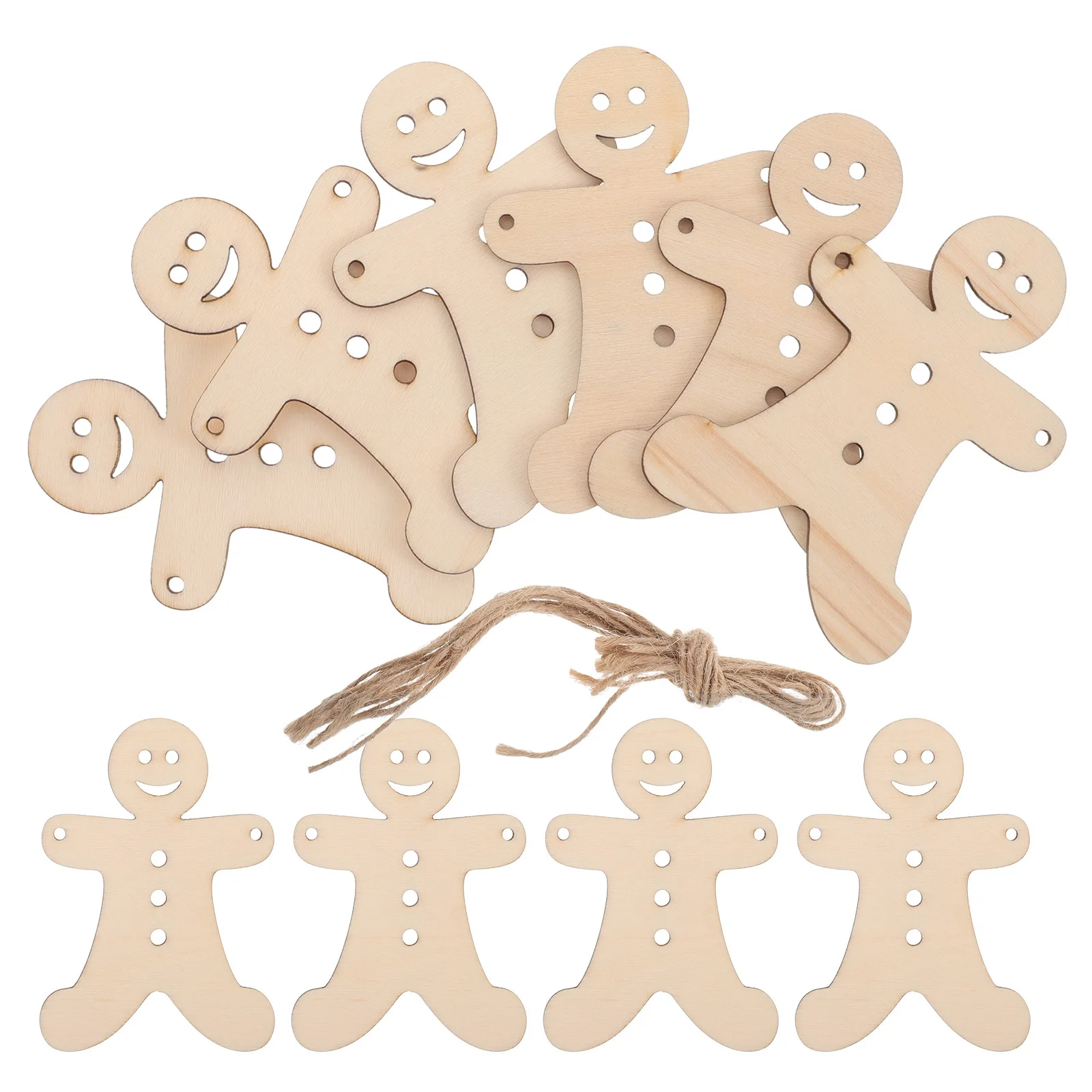 

40Pcs Unfinished Wooden Gingerbread Man Cutouts Natural Wood Slices Blank DIY Christmas Craft Supplies Hanging Tags