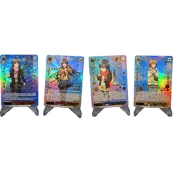 4Pcs/set Anime WS Collection Cards Seishun Buta Yaro Sakurajima Mai Koga Tomoe Signature Card Gilding Refractive Color Flash