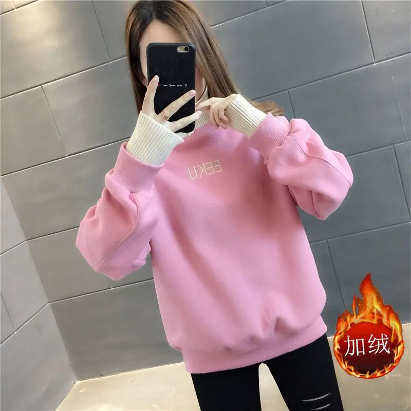 2023 Autumn and Winter Women\'s Half High Collar Long Sleeve Loose Embroidery Pullovers Korean Fashion Casual Office Lady Tops