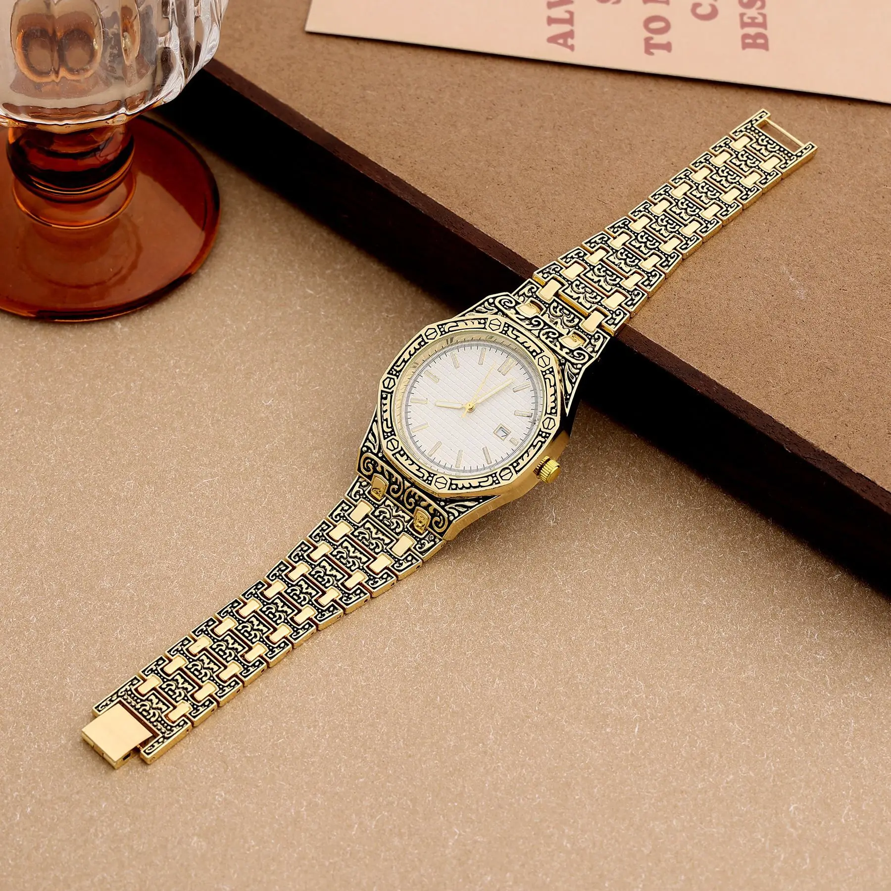 Vintage Men Quartz Watch Luxury Brand Auto Calendar Specific Lines Stainless Steel Strap Wristwatch For Mans Analog - Image 4