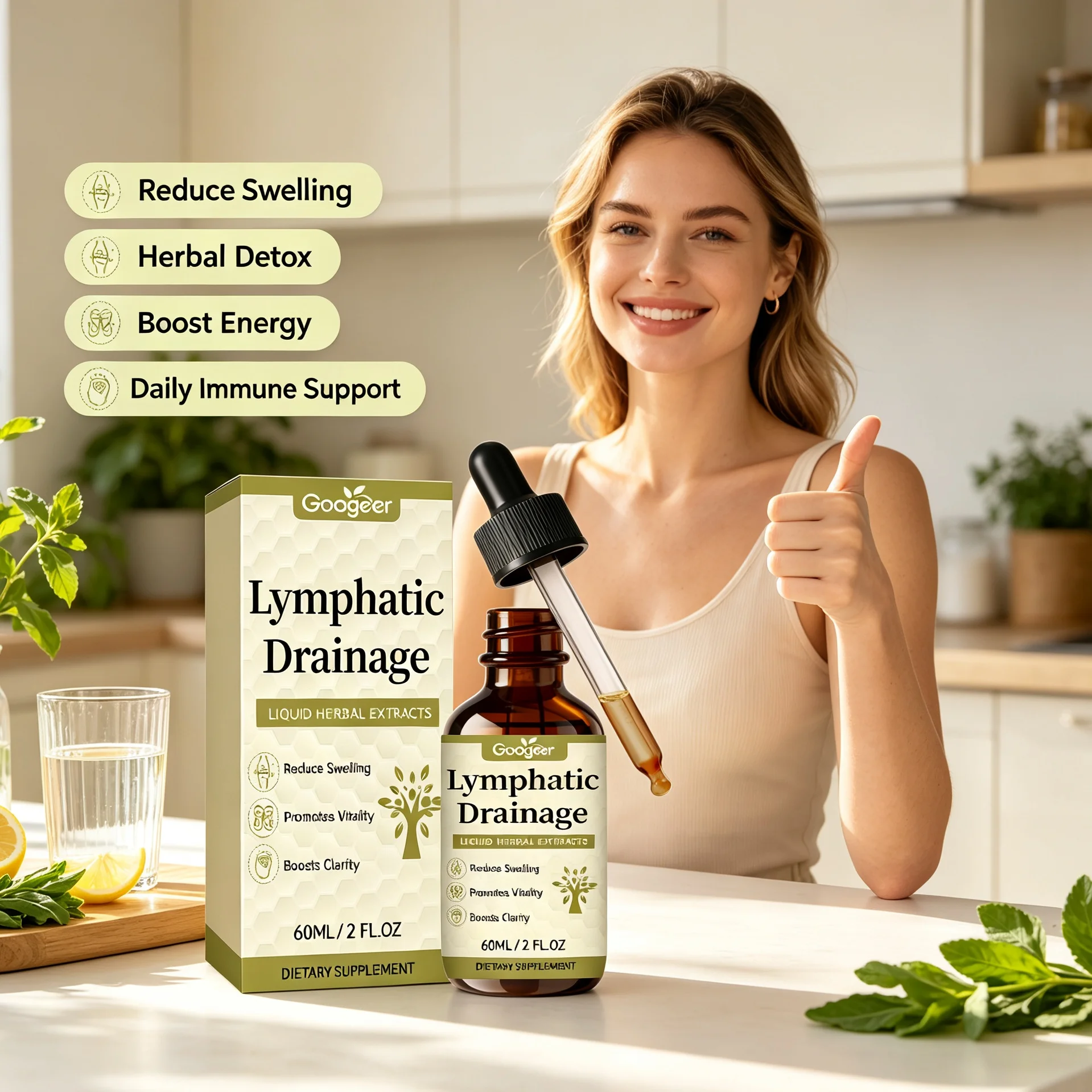 Lymphatic Drainage Herbal Drops Plant‑Based Extract Detox Help Reduce Swelling Boost Lymph Circulation Wellness Support Drops
