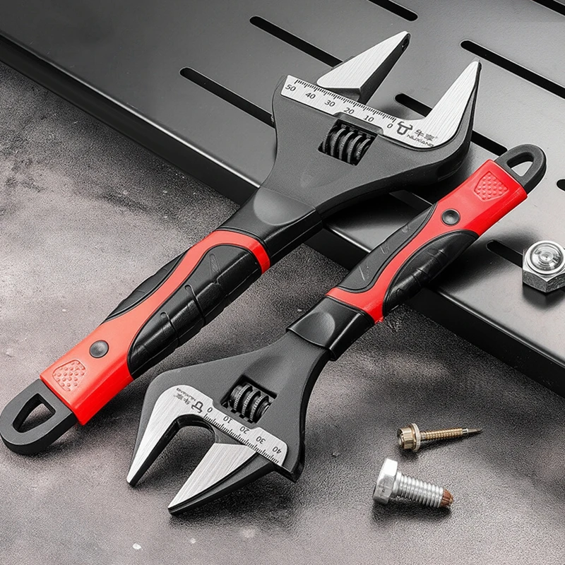 

Adjustable Spanner Large Opening Wrench High-Hardness Anti-Slip Handle, Dual-Purpose Plumbing for Motorcycle Repairs Hand Tool