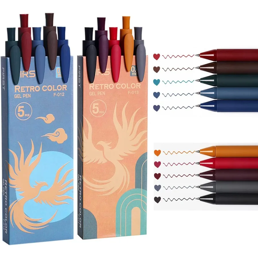 

10 выдвижных гелевых чернильных ручек разных цветов, 0,5 мм, тонкая быстросохнущая уникальная винтажная цветная ручка для путешествий, рисования, рисования и