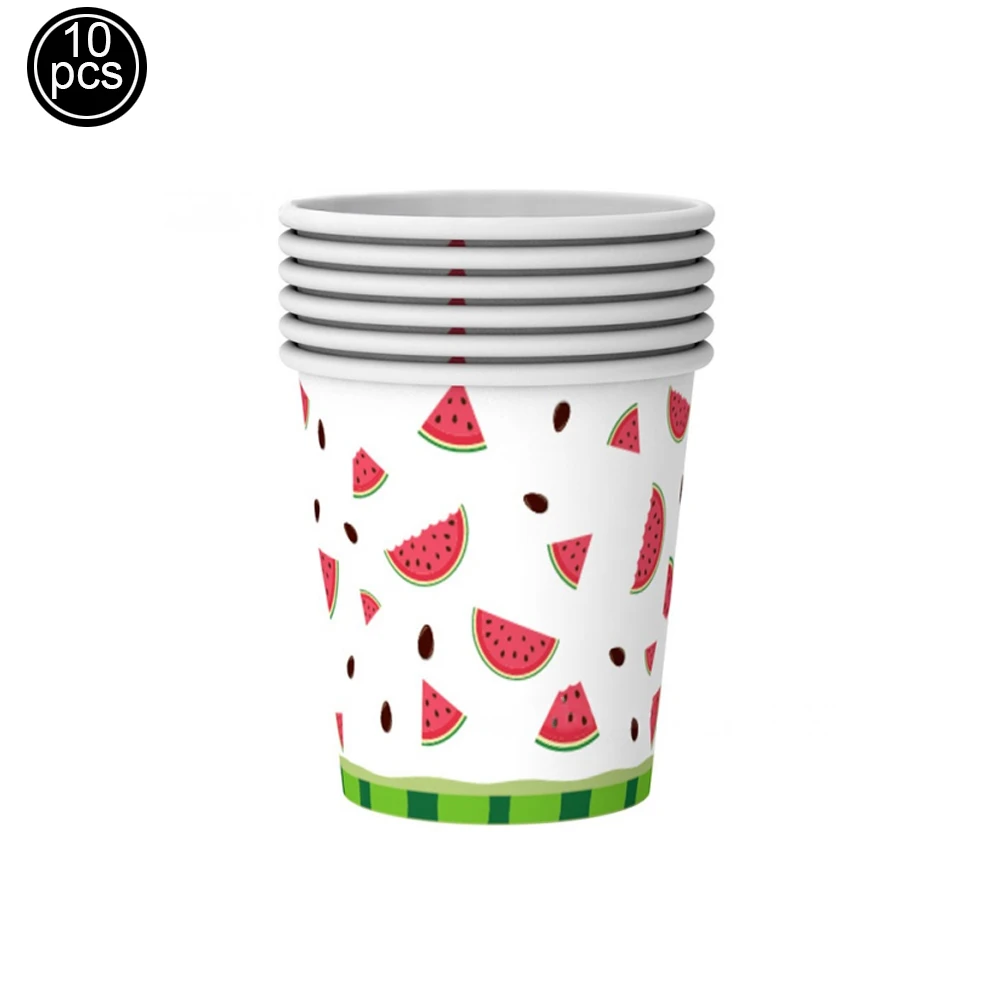 Wassermelonen-Geschirr, Kindergeburtstag, Party, Pappteller, Servietten, Strohhalme, Tassen, Dekorationen, Sommer-Partys mit Wassermelonenmotiv – Detail 9
