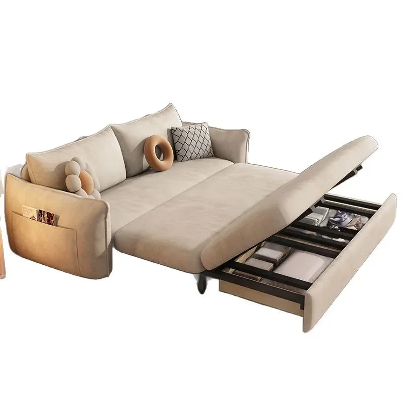 

Nordic sofa bed integrated dual-purpose technology rental house multi-functional folding bed storage push-pull living room