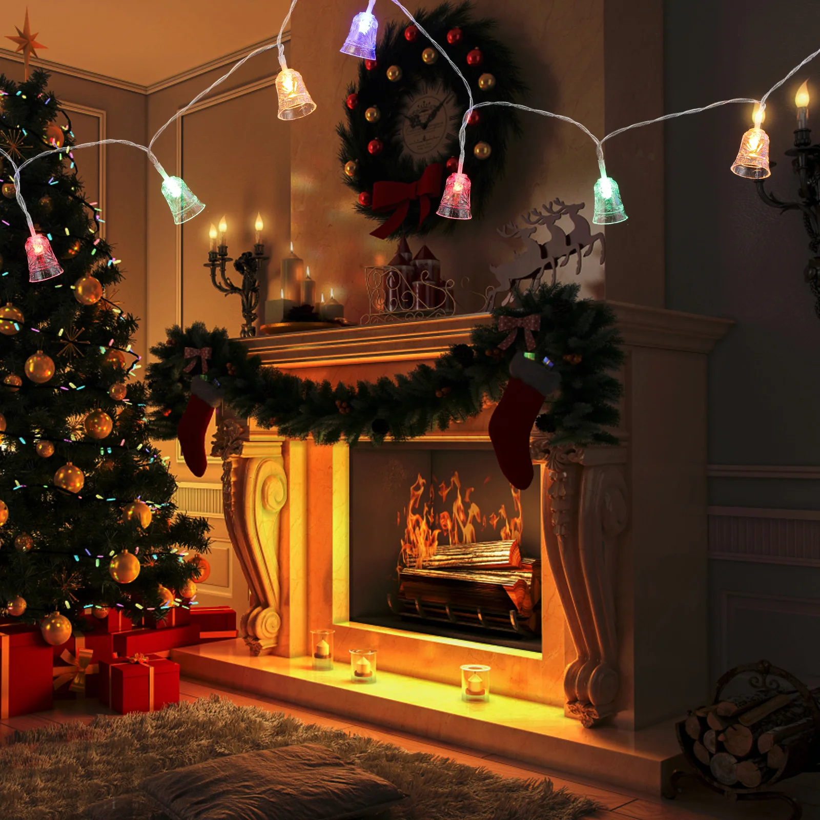 

20LED Bell Shape LED Decorative Lamp String 3m Indoor Outdoor Garden Christmas Festival Light String Holiday Light