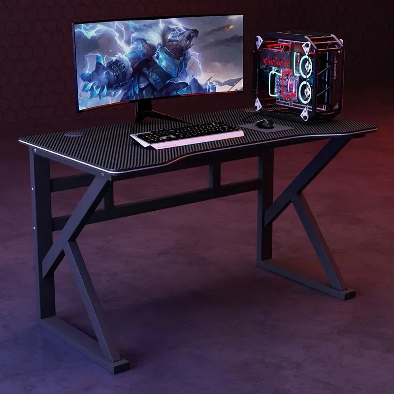 K Shape Gaming Desk Large Long Desktop Black Racing Gaming Table Home Office PC Computer Desk