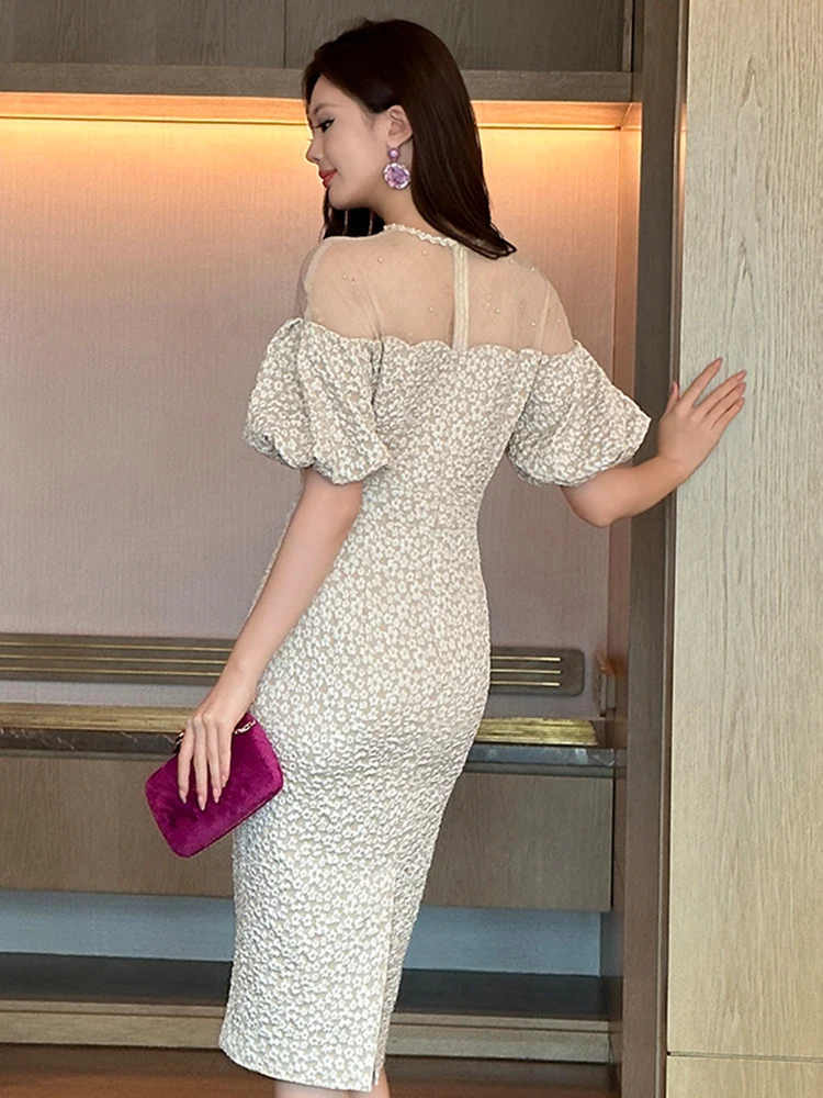 Elegante abito da sera formale francese da donna di lusso carino Midi compleanno abito femminile festa notturna fuori abiti banchetti abiti da donna