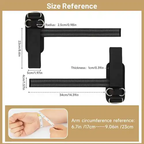 Imagen 2 del producto Correas de muñeca antideslizantes para levantamiento de pesas, correas de levantamiento de gimnasio con anillos en D para entrenamiento de máquinas con cables