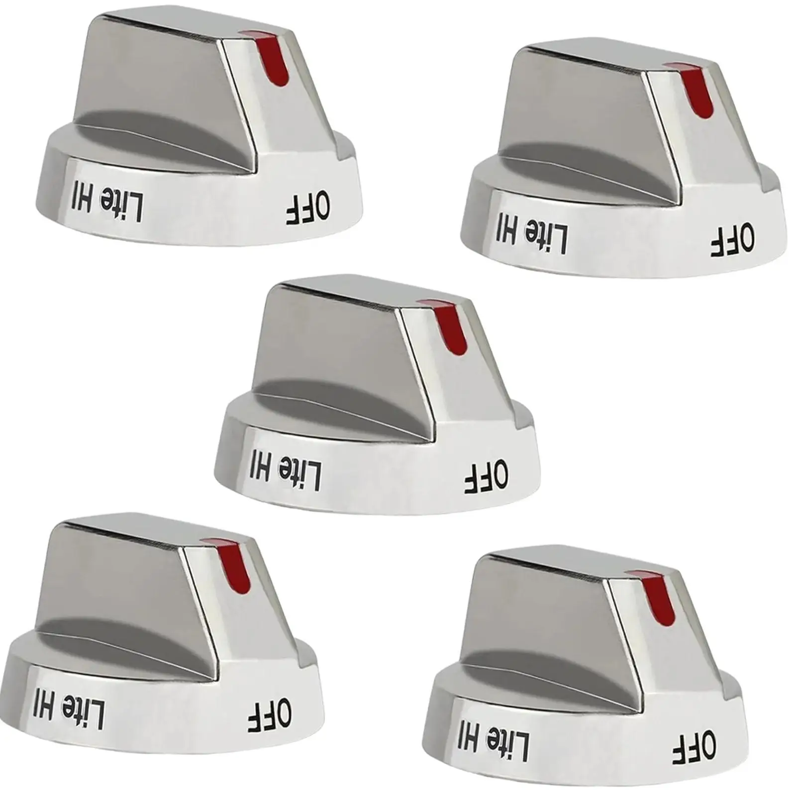 5 Pieces Cooktop Knob for Cooker Lightweight Stainless Steel Cooktop Burner Control Knobs Stovetop Knob Control Switch PS9606608