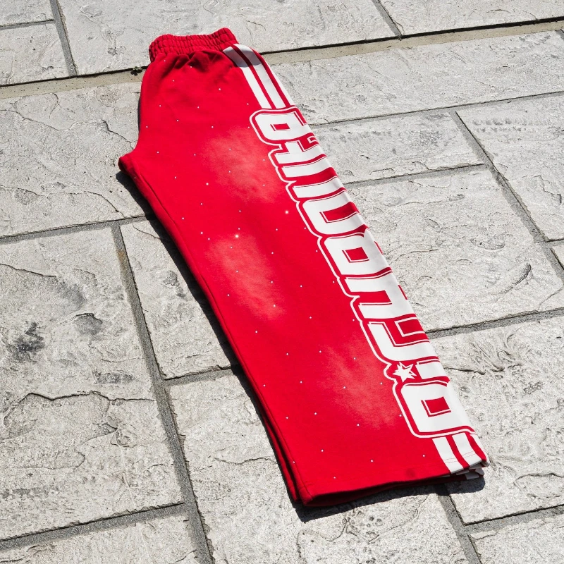 

Y2K Mens Harajuku Baggy Casual Pants Retro Washed High-end Galaxy Rhinestone High Street Pants Hip Hop Gothic Unisex Streetwear