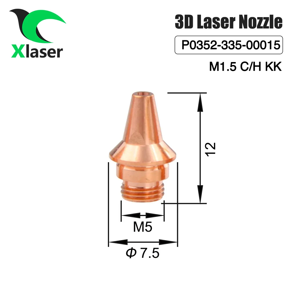 XLaser 10Pcs/Lot High Quality Laser Cutting Nozzle 3D M1.5 C/H KK 1.5mm P0352-335-00015 For KS Fiber Laser Cutting Head 3D