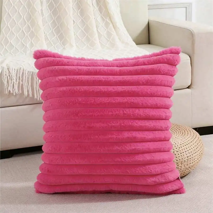 1pc Solid Plush Cushion Cover Without Filler