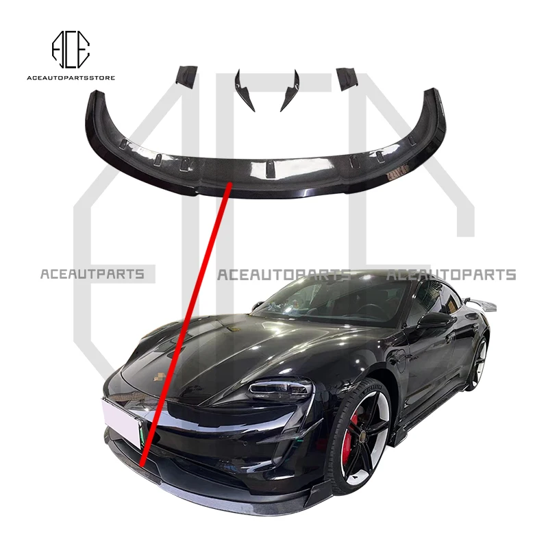 

New Arrival Taycan RZ Style CF Material Front Lip Diffuser Chin Body Kits For Porsche Taycan