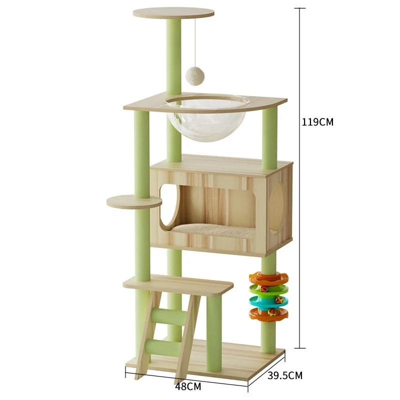 

New Design Adjustable Height Cat Tree Cat Climbing Frame with Fun Hanging Ball
