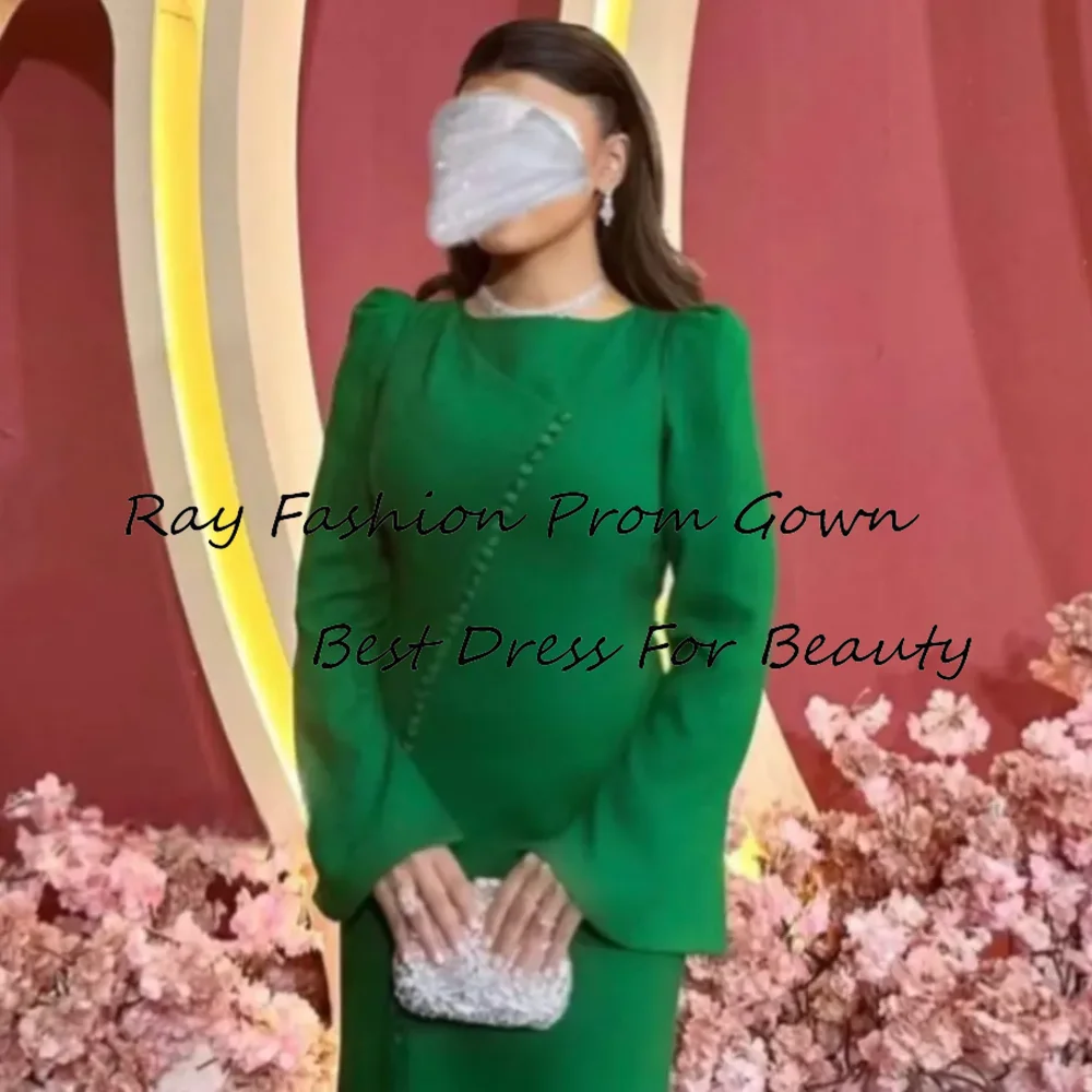 Romantic Mermaid Prom Dress Green Long Sleeves Evening Dresses Side Split Robes de soirée Floor Length Women Formal Occasion