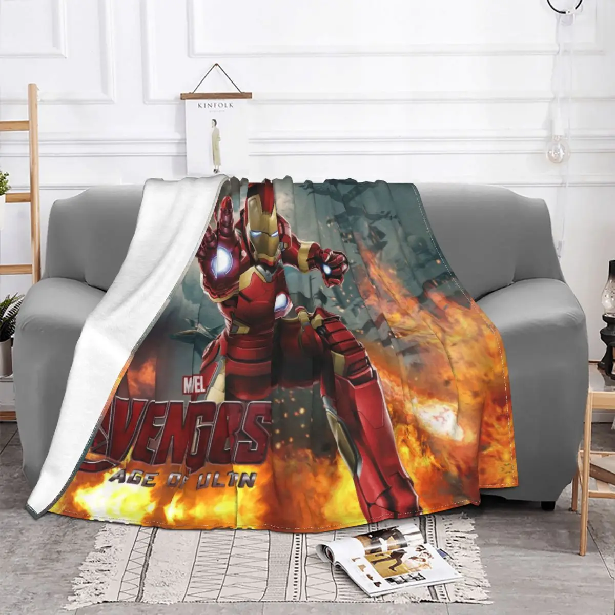 MARVEL Super Hero Iron Man Blanket  Fleece Velvet All Season Cute Lightweight Ultra-Soft Throw Blankets For Bedding Thin Quilt