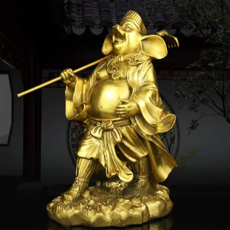 Antique brass canopy marshal pigsy Zhu Bajie statue ornament zodiac pig home and office decoration crafts