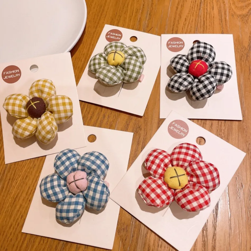 

Cute Girls Big Flower Flower Plaid Hairpin Hairline Bubble Foam Hair Duck Clips Girl Hairpin Korean Toddler Girl Hairpin ZX07