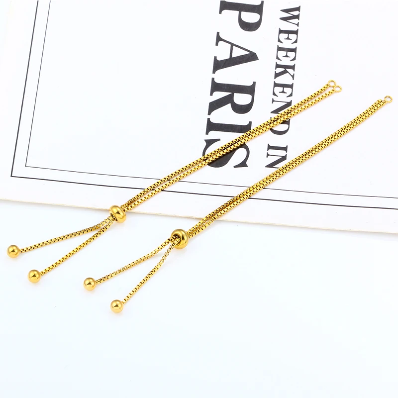 3Pcs Stainless Steel Box Chain Push Pull Bracelet Gold Accessorie DIY Fashion Connect Pendant Jewelry Material Charms Findings