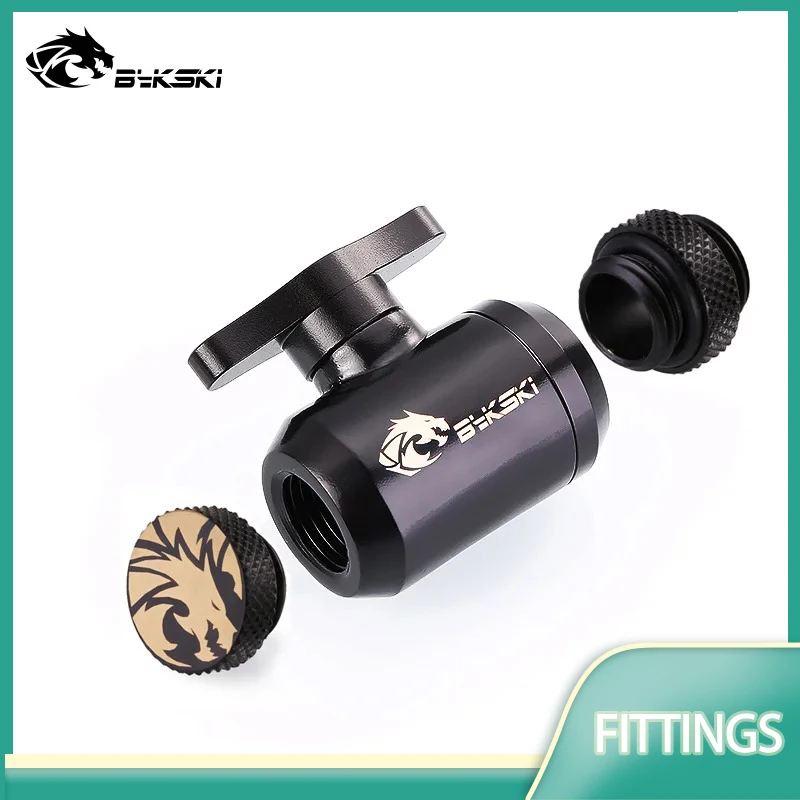 BYKSKI Water Cooler Cooling System Fitting G1/4 Thread Double Female / Switch+Glug+Male to Male Fitting Black/ Silver/White/Gold