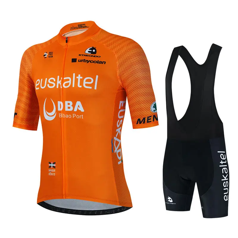 2023 TEAM EUSKADI Cycling Jersey Set Orange 19D Bike Shorts Sets Mens Ropa Ciclismo Maillot Culotte Biycling Top Bottoms Suit