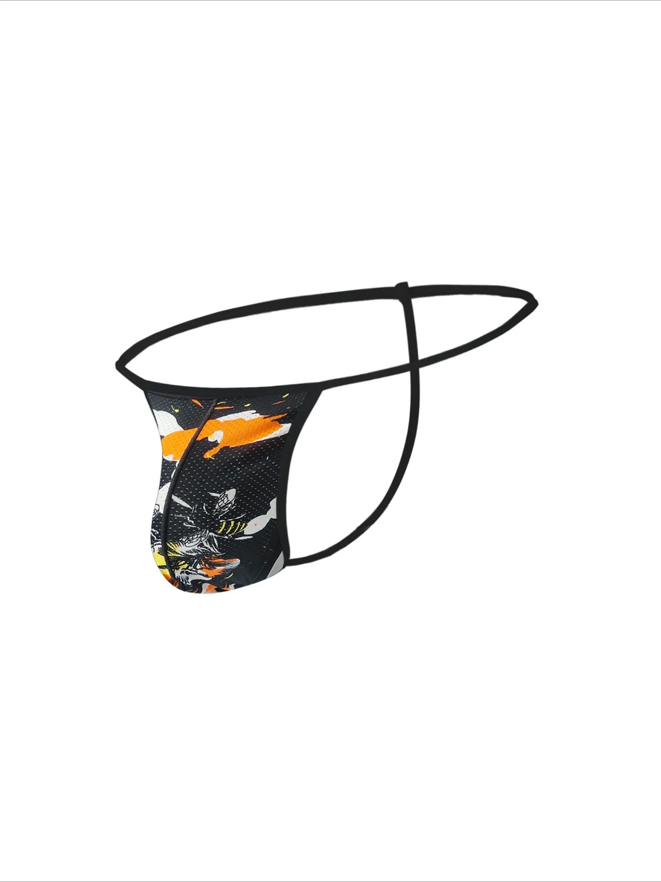 Men's Floral Bird Print Thong Stretch Comfortable Casual Underwear Teenager U Convex Pouch T Back G-string Daily Wear Underpants