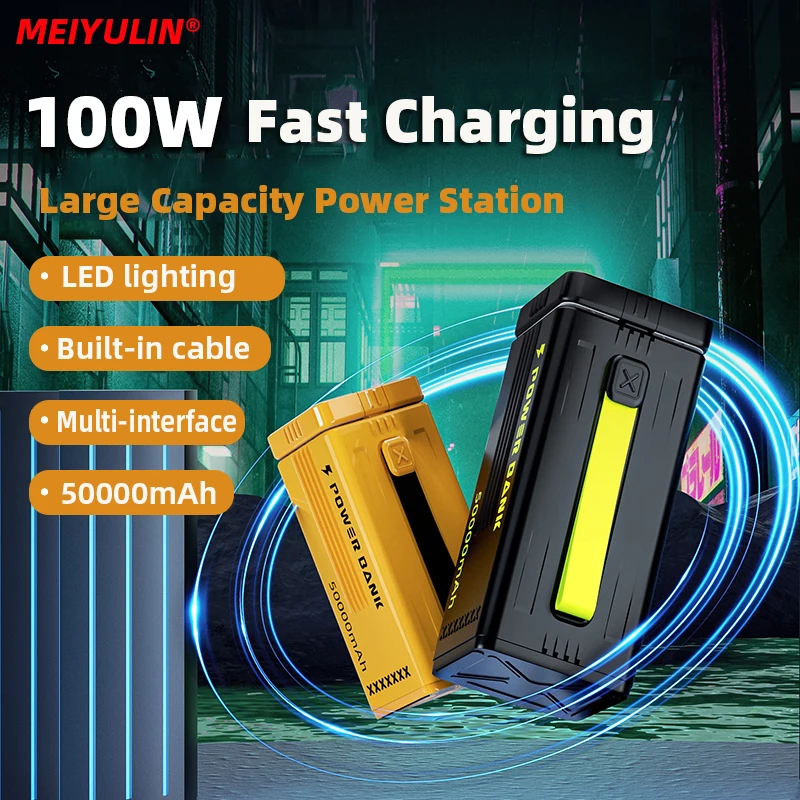 

50000mAh Large Capacity Power Bank 100W Type-C PD Fast Charging External Spare Battery Power Station For IPhone Samsung Laptop