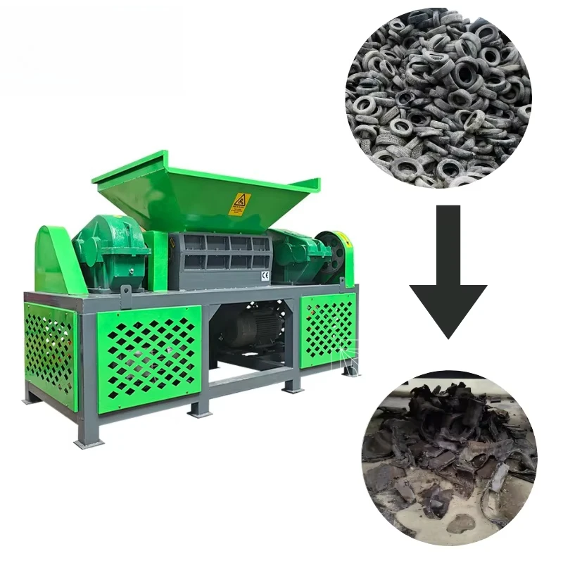 Tire Shredder Low Emission Rubber Waste Processing Machine Green Industrial Recycling Equipment Customized Environmental Grade