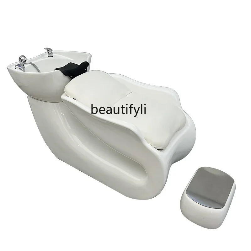 Shampoo Chair Hair Saloon Dedicated Hair Salon Ceramic Basin Flushing Bed Fashion Half Lying Shampoo Chair