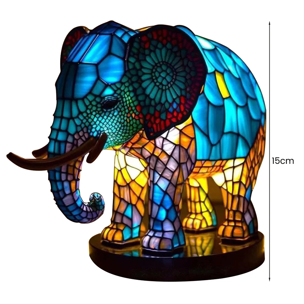 Elephant Animal Lamp Colourful Glass Lamp Decorative Table Lamp Night Lights For Children\'s Room Home Bedroom