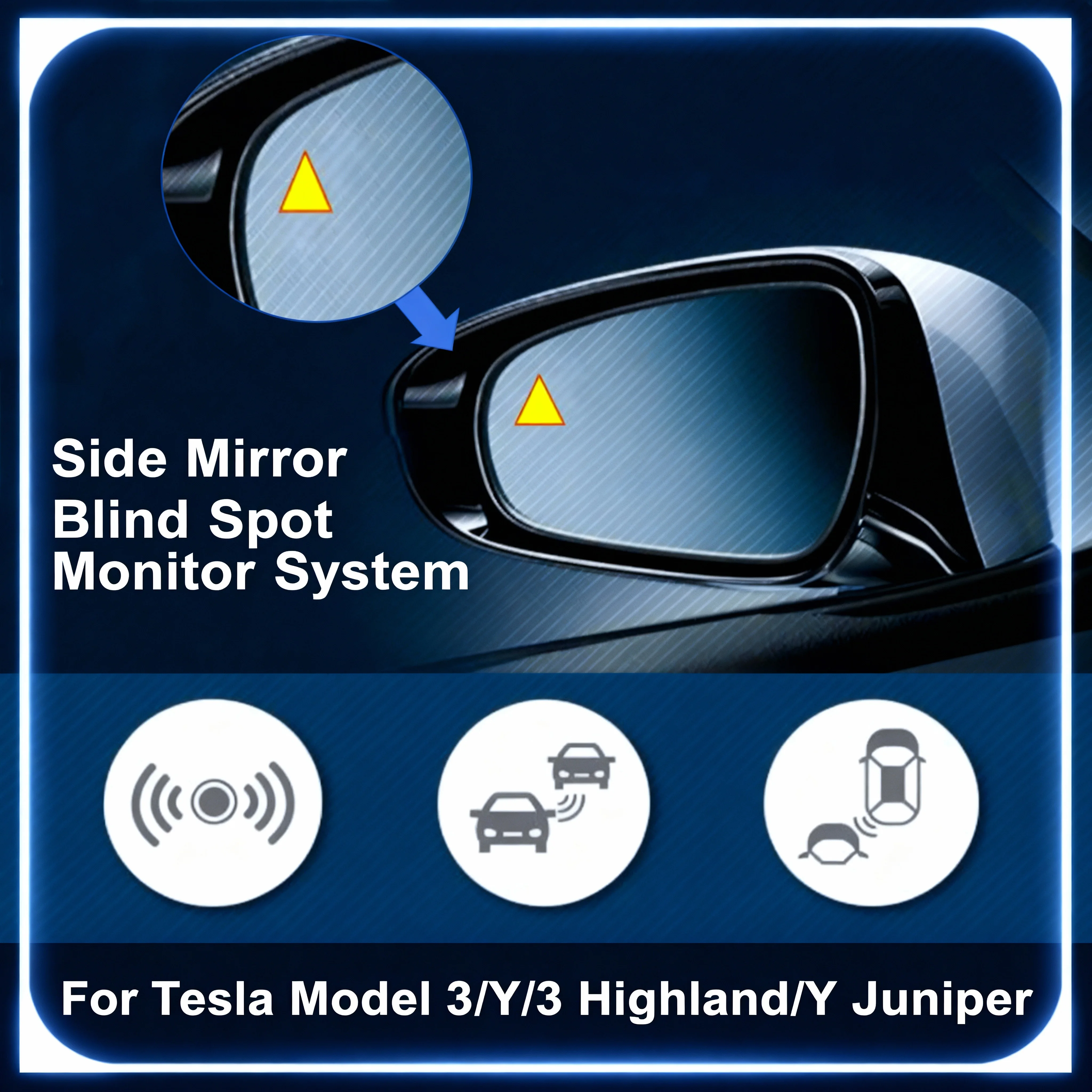 

BSD Anti-dizziness Side Mirror Blind Spot Monitor for Tesla Model 3 Y 3 Highland New Y Juniper BSM Custom Blind Spot Mirrors
