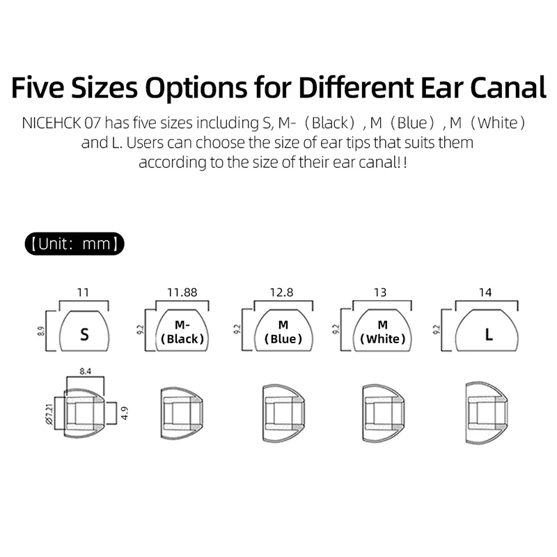 NICEHCK 07 Auricolari in silicone con isolamento acustico Auricolari morbidi e sicuri Migliorano il vocale per NX7MK4 FH11 Zero Cadenza Olina Zero KATO Aria