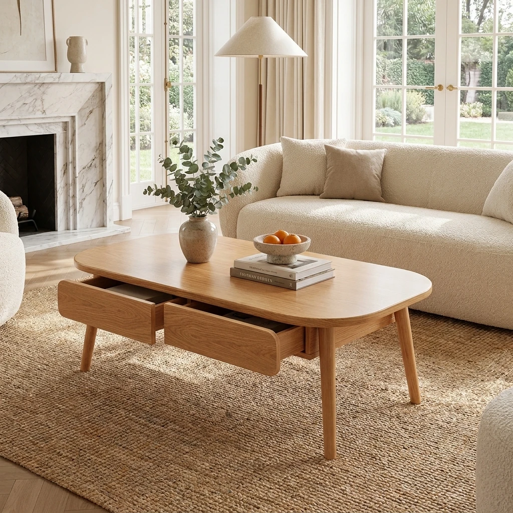 #Compact Solid Wood Coffee Table Sleek Minimalist Premium Design Top Rated Small Apartment Living Room Home Office Lounge Side