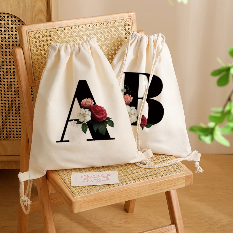 

2026 Новая минималистичная стильная сумка для фитнеса большой емкости с цветочным принтом и завязками на двойное плечо для мужчин и женщин