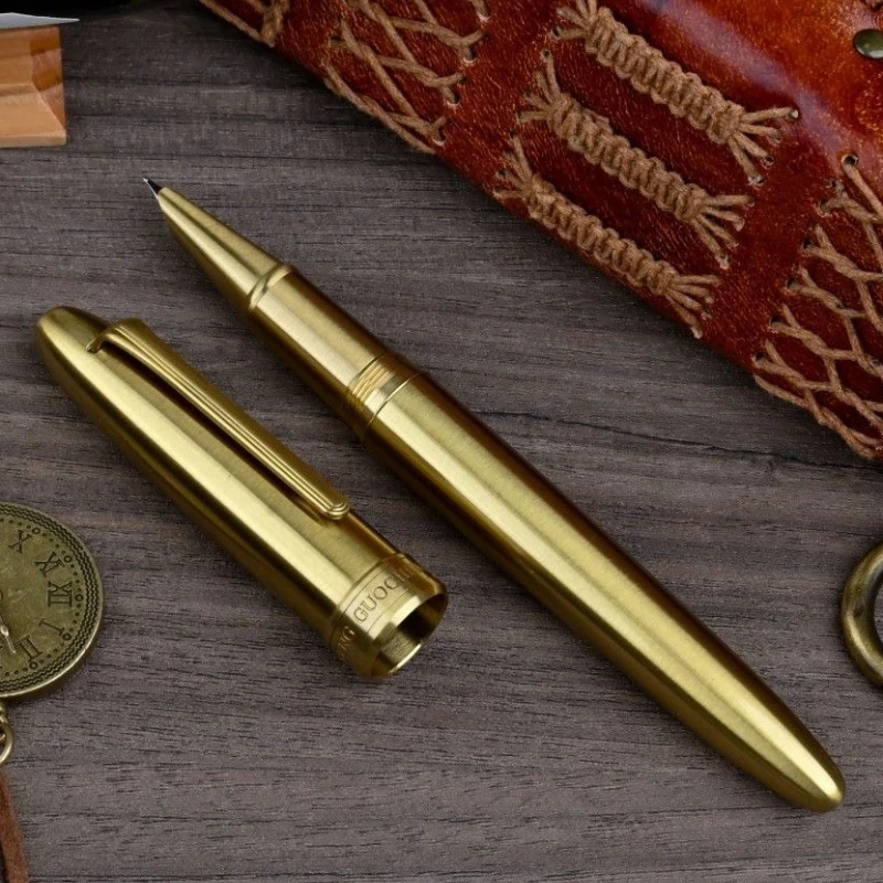 

Guochen темно-остроконечная латунная перьевая ручка торпедная офисная F 0,5 мм перо бизнес-студентка для взрослых высококачественная чернильная ручка канцелярские принадлежности для письма