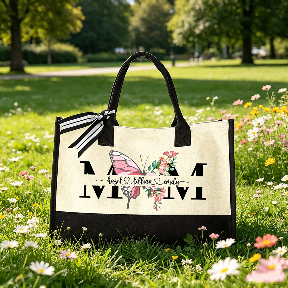 Corridor Canvas Tote Bag Custom Butterfly Graphic Mom Print Working Mothers Office Move Daily Travel Belongings Arrangement Gift