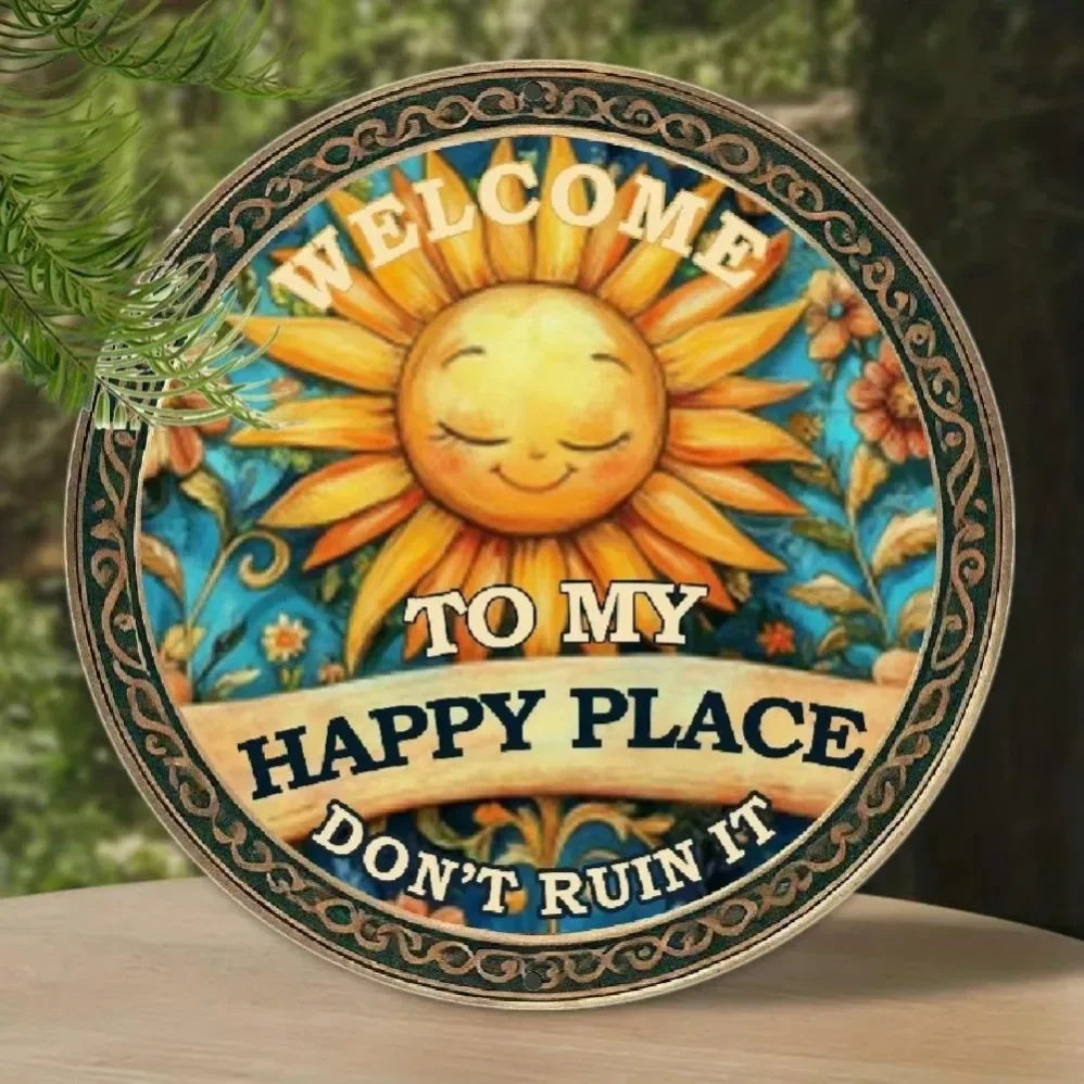 Distressed Round Tin Sign – Rustic Vintage Flair Decor | Durable Easy-Hang Wall Art for Bedrooms & Dens