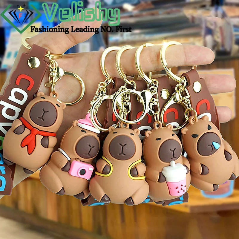 Cute Cartoon Capybara Pendant Fashion Creative Simulation Capybara Keychain Exquisite Backpack Decoration Accessories Gifts