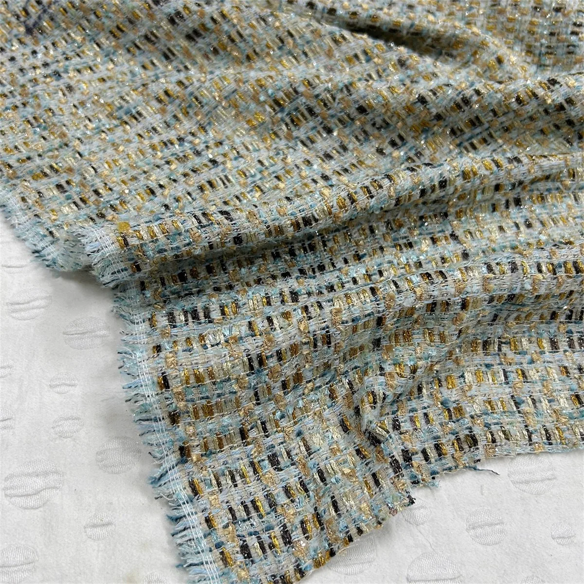 1yard Coarse flower small fragrant wind tissu Light luxury Light luxury wool weaving fabric Designer jacket fabric for clothing view 5