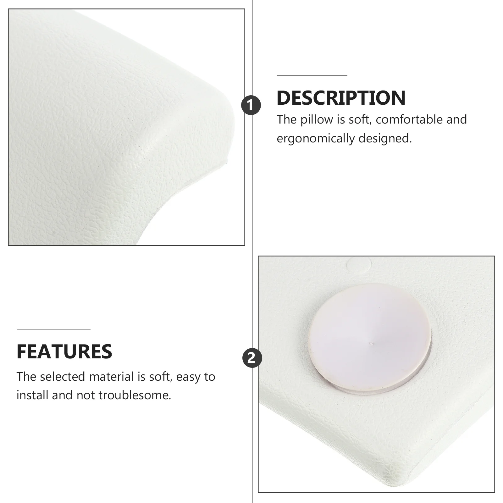 

1pc Bathtub Pillow Pu Material Soft Ergonomic Design For Neck Back Support Spa Bath Relaxation Home Shower Head Cushion