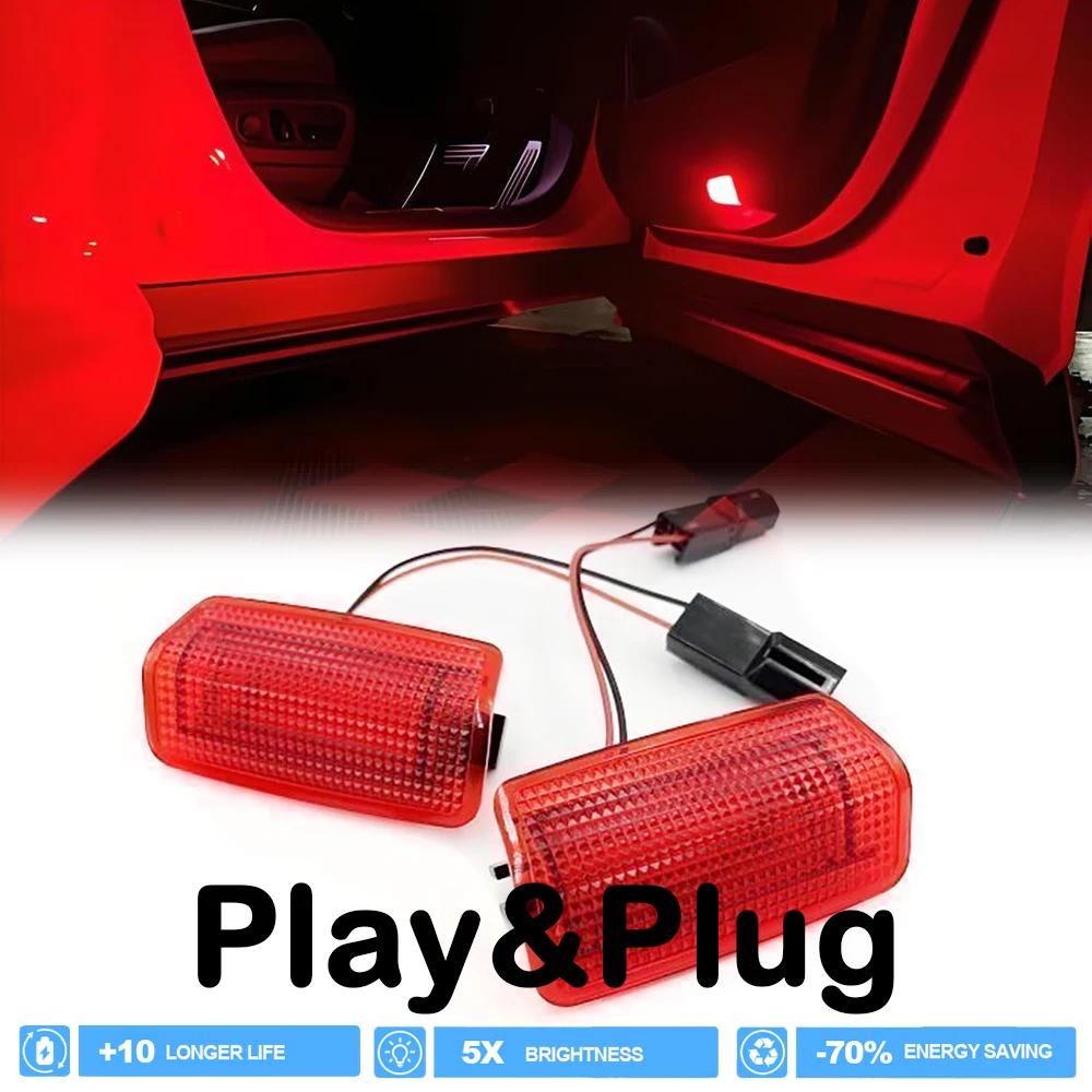 2Pcs Side Door Panel LED Courtesy Warning Light for Toyota WISH Vellfire Venza Tundra Tarago Siema Sienna SAI Hybrid Sequoia EZ