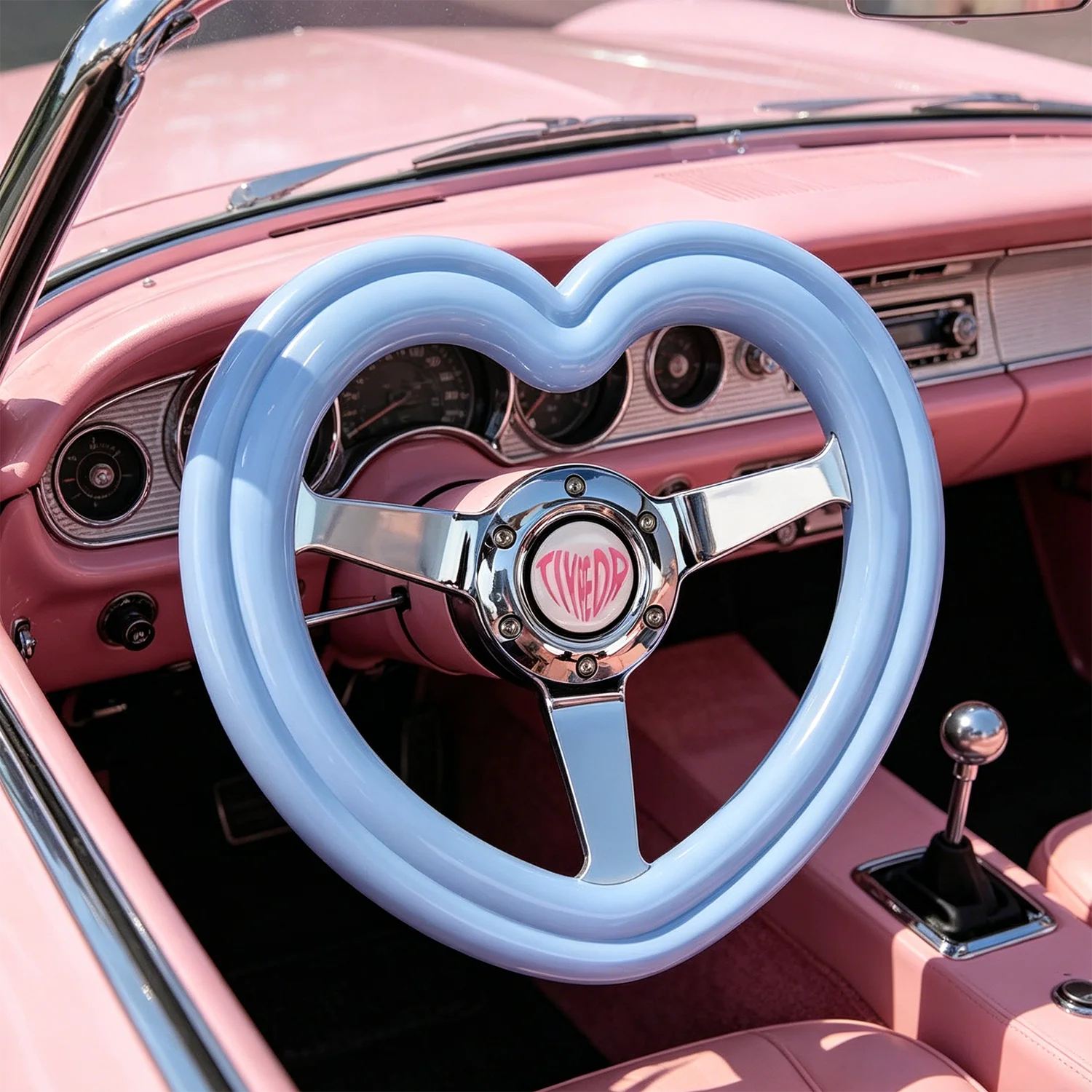 

Tiffany Blue Heart-Shaped Steering Wheel Small Size 320mm ABS Material Heart-Shaped Steering Wheel JDM