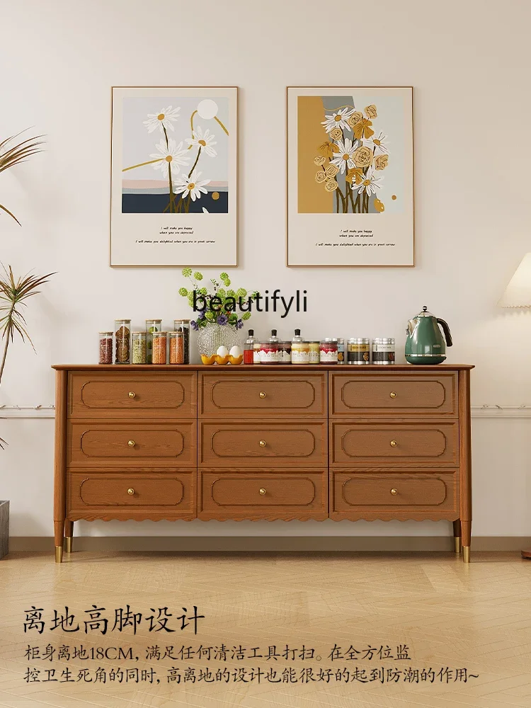 

French Style Chinese Style Nine-Drawer Cabinet Bedroom American Retro Living Room Master Bedroom Bed Front Cabinet