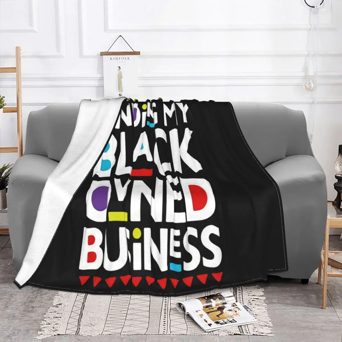 Minding My Black Owned Business Melanin Poppin Colorful Design Men's Baseball Baseball Throw Blanket