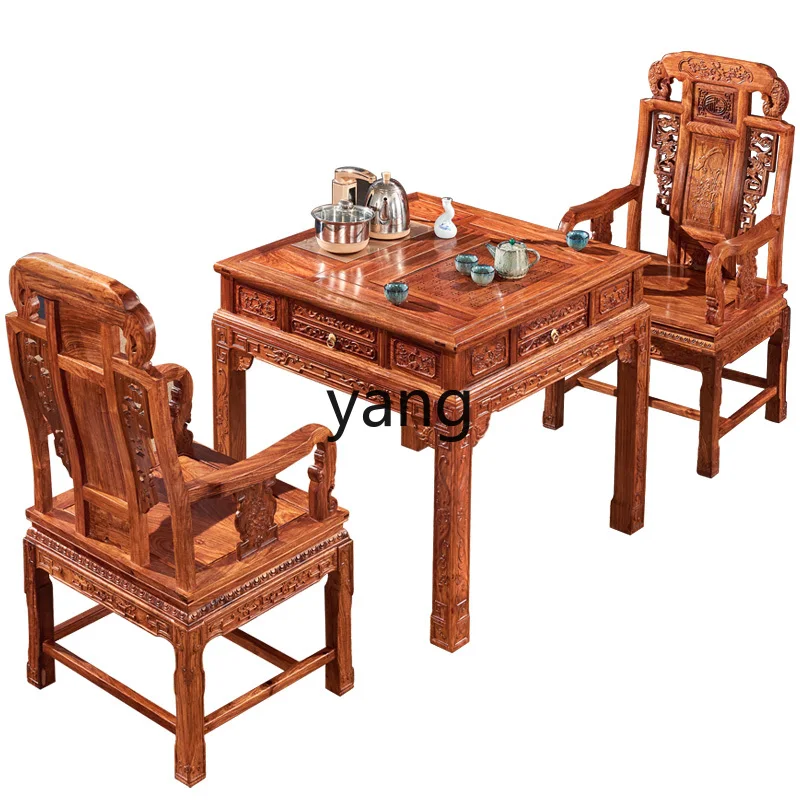 

lmm mahogany Go table Solid wood rosewood small square table and chair combination chessboard tea table