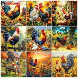 Huacan Full Diamond Mosaic Animal Chicken 5d Drill Painting Landscape Kit Farm Embroidery Sunflower Home Decoration Diy Gift