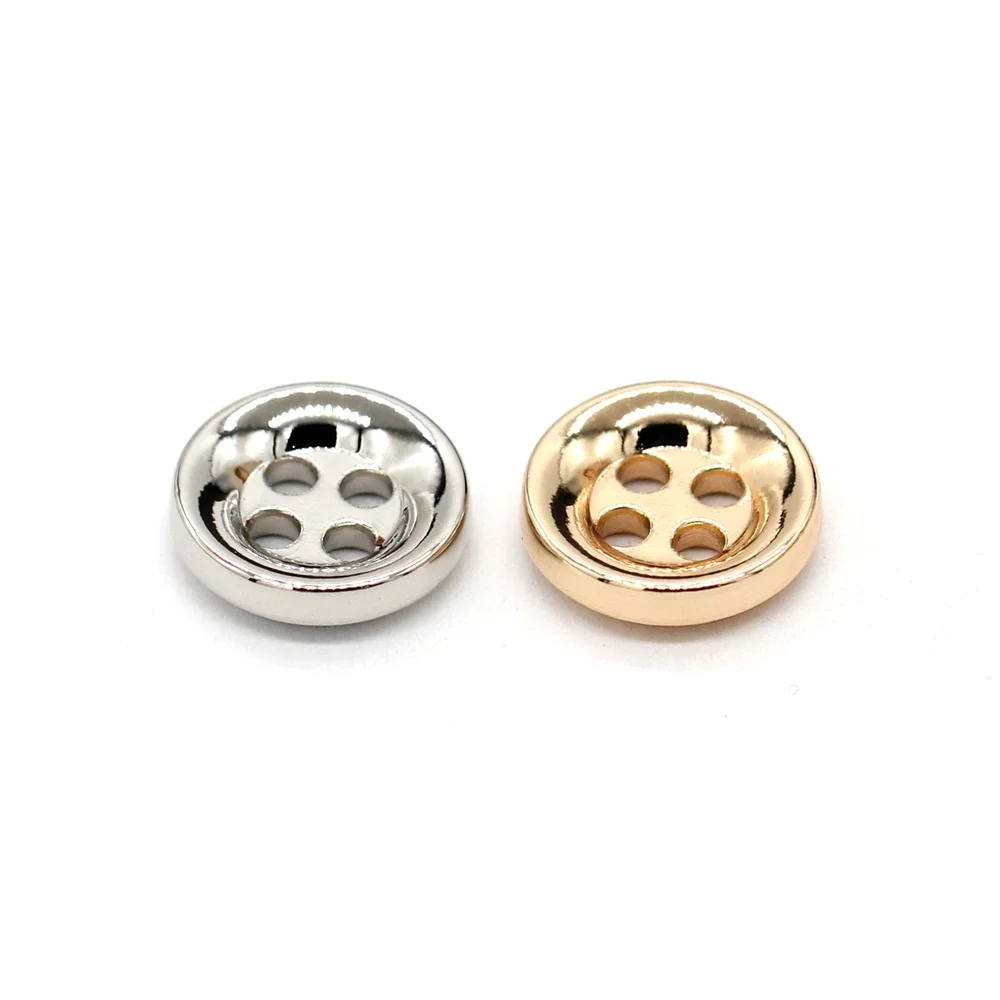 HENGC-Petits boutons ronds en métal doré pour la couture, 4 trous, 10mm, décorations de qualité faites à la main, chemise pour enfants, cardigan, chemisier, 20 pièces