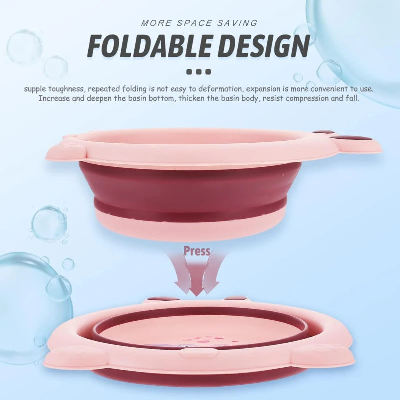 Collapsible Wash Basin for Kids Baby Wash Basin Dish Tub Portable Baby Bottle Wash Basin for Toddlers for Travel Home Outdoor